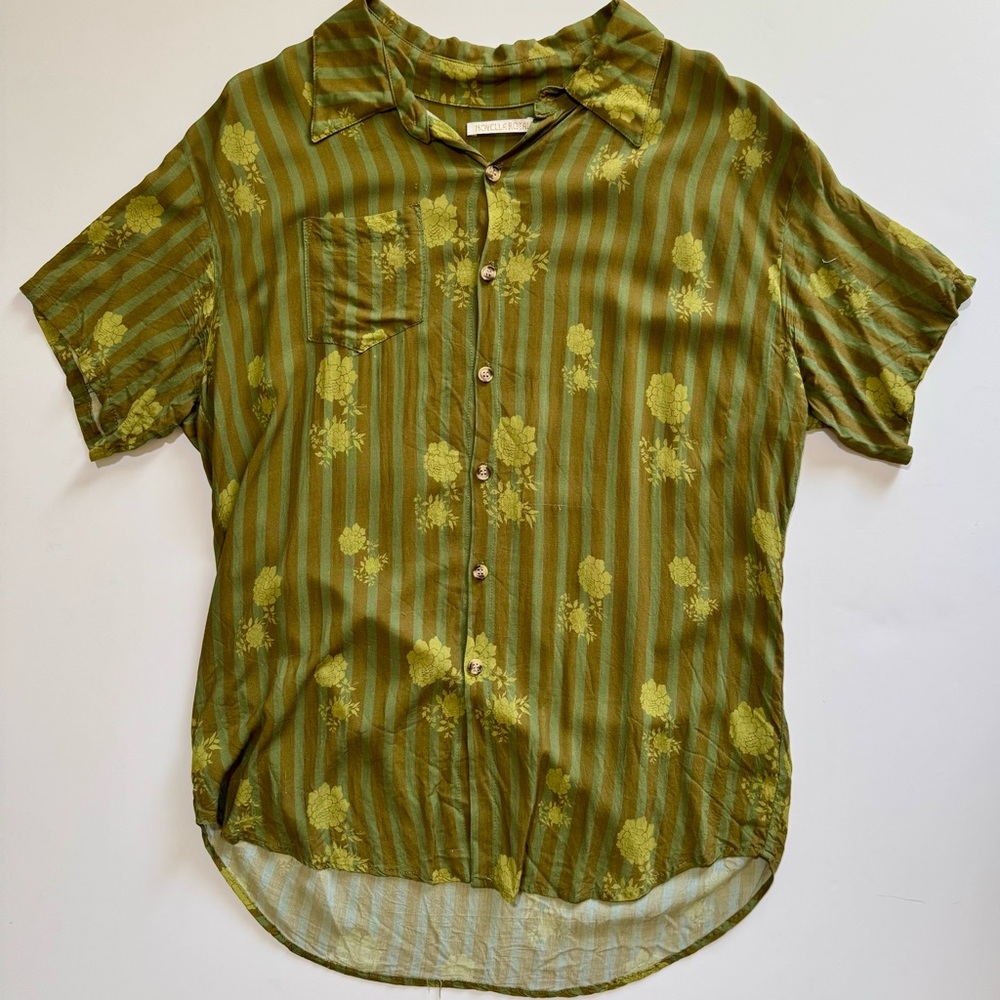 Novella Royale Olive Floral Striped Shirt